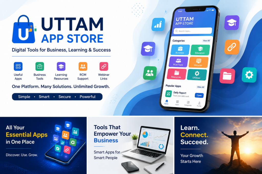 UTTAM APP STORE main hero banner for apps tools learning and business support
